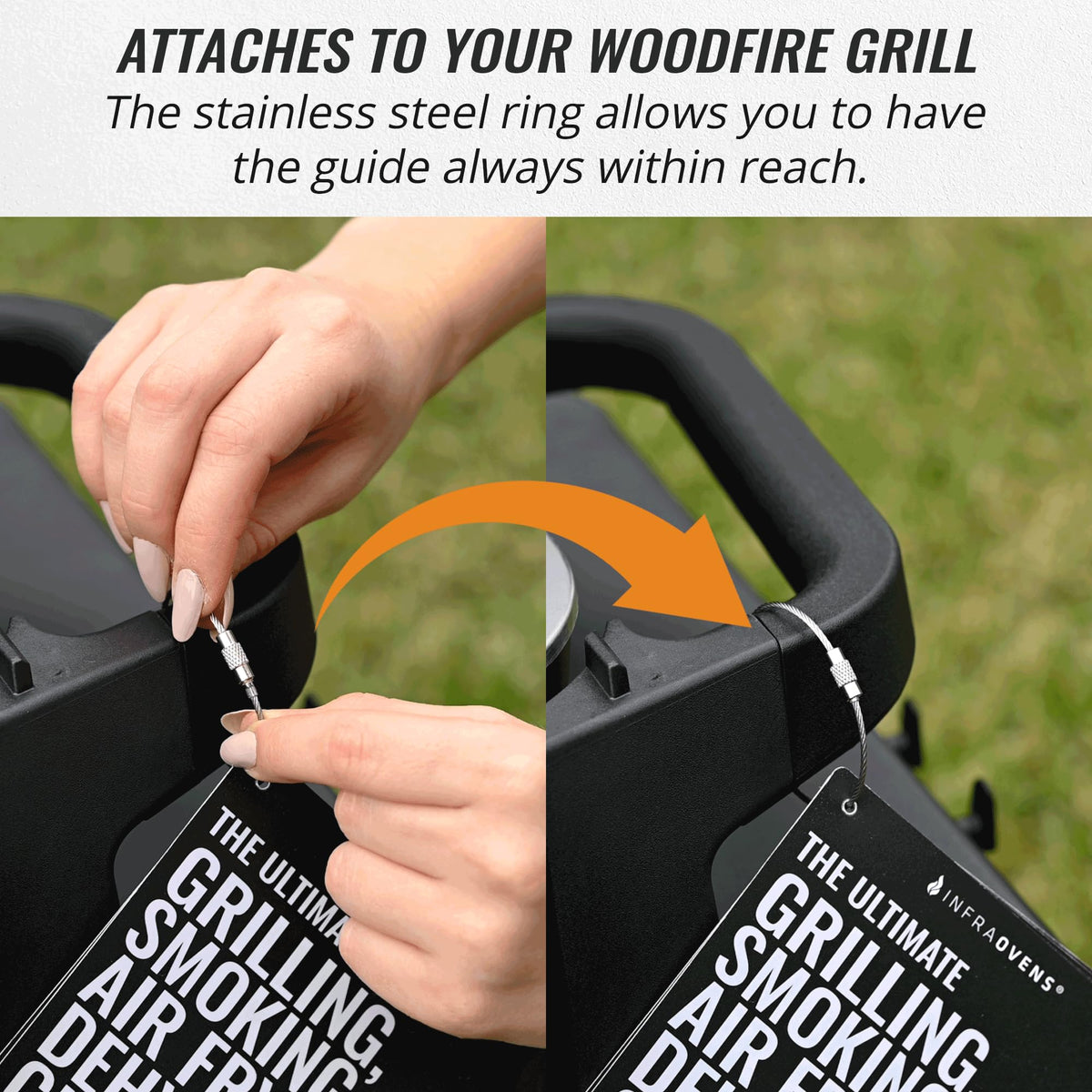 INFRAOVENS waterproof, scratch-resistant guide stays readable outdoors