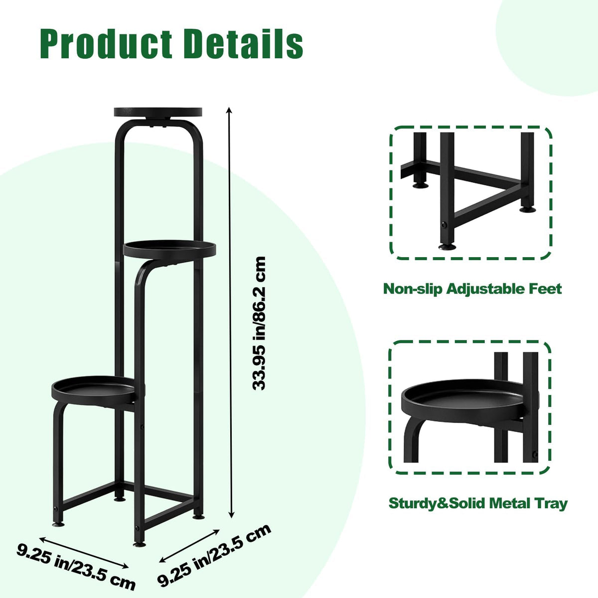 INGIORDAR adjustable-foot pads keep the rack level and protect floors.