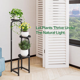 INGIORDAR black-finish modern design blends with decor and supports multiple pots.