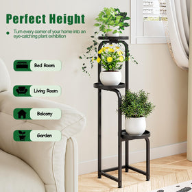 INGIORDAR indoor-outdoor plant stand showcases a sleek black finish for versatile placement.