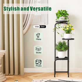 INGIORDAR metal frame flower rack with three tiers enhances decor and plant display.