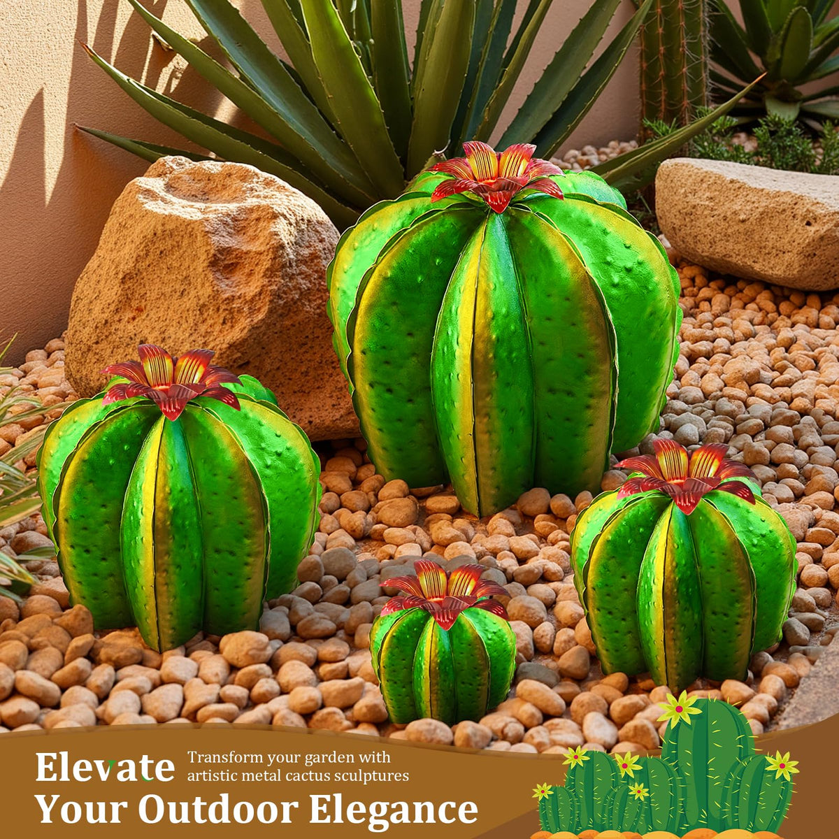 inihpocv barrel cactus 3D textured surface adds lifelike realism