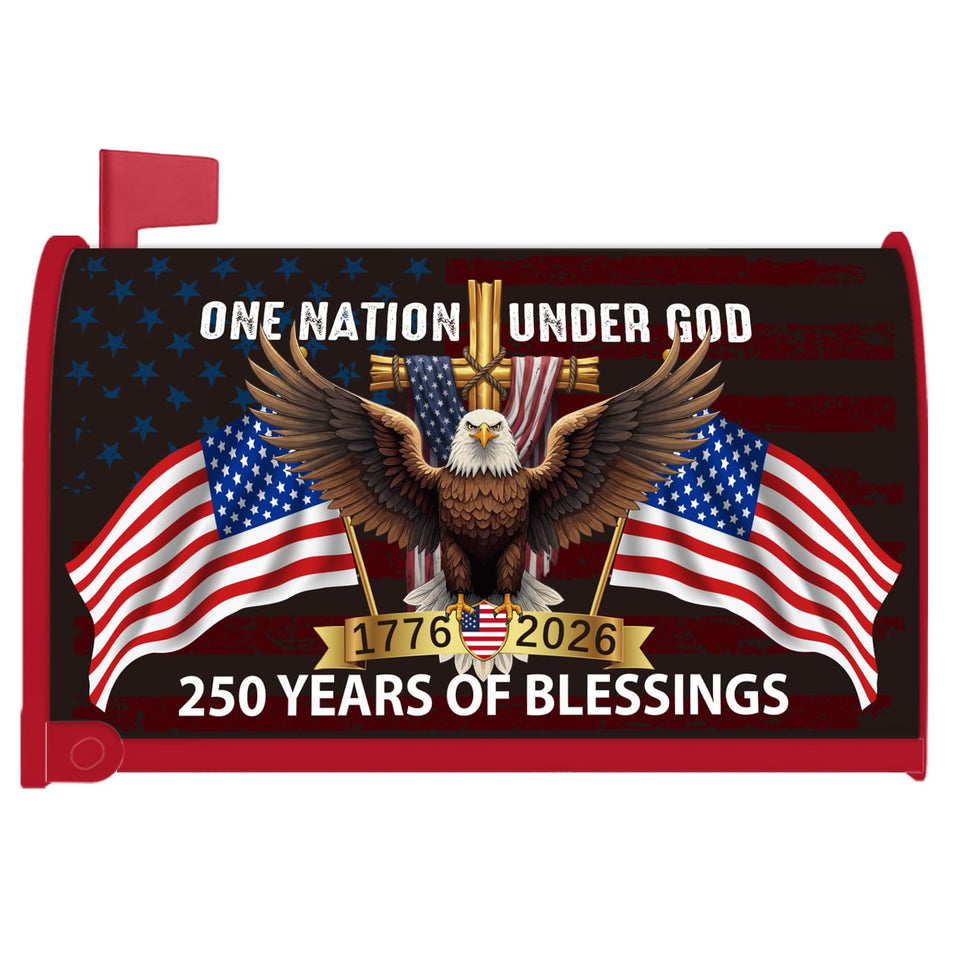 InIsaJace 250th anniversary mailbox cover with eagle and flag design for outdoor display.