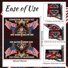 InIsaJace mailbox cover close-up shows detailed eagle and flag motifs for premium outdoor decor.