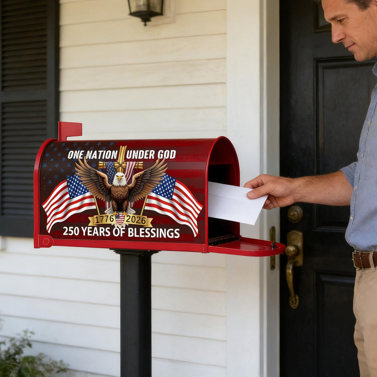 InIsaJace mailbox cover magnetic back enables tool-free attachment.