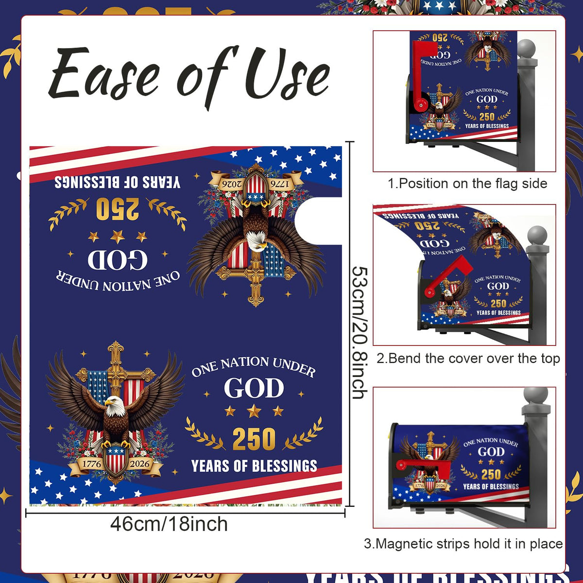 InIsaJace One Nation Under God text with 1776-2026 highlights patriotism.