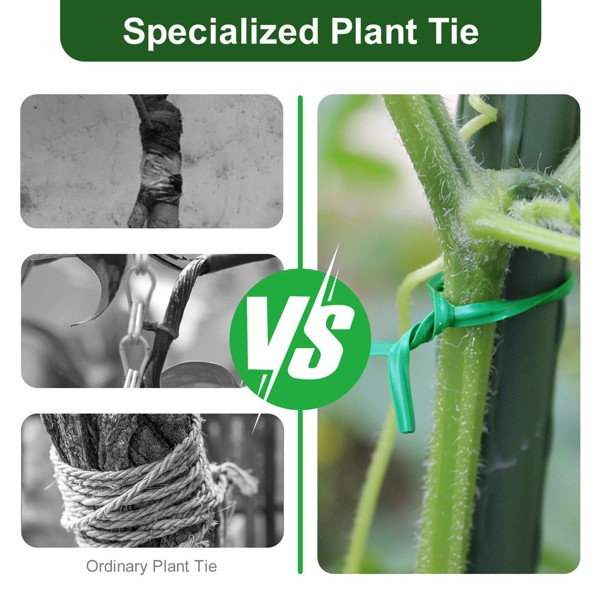 Iniscape trellis-friendly tie organizing cables and garden equipment neatly.