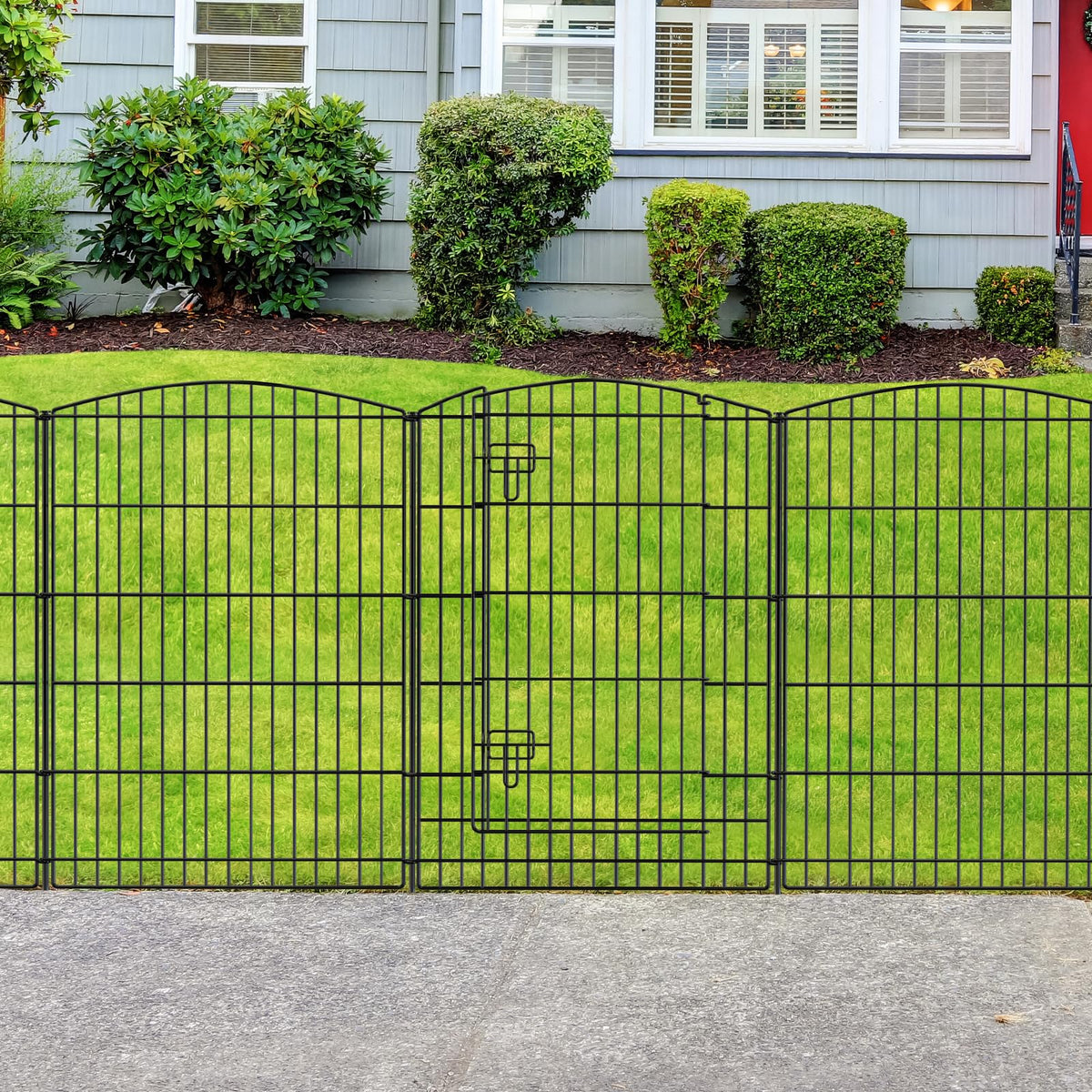 INJOPEXI decorative garden fence 12 panels assembled to define a clean garden edge.