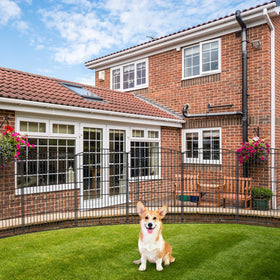 INJOPEXI pet fence demonstrates a safe play area for dogs or small animals.