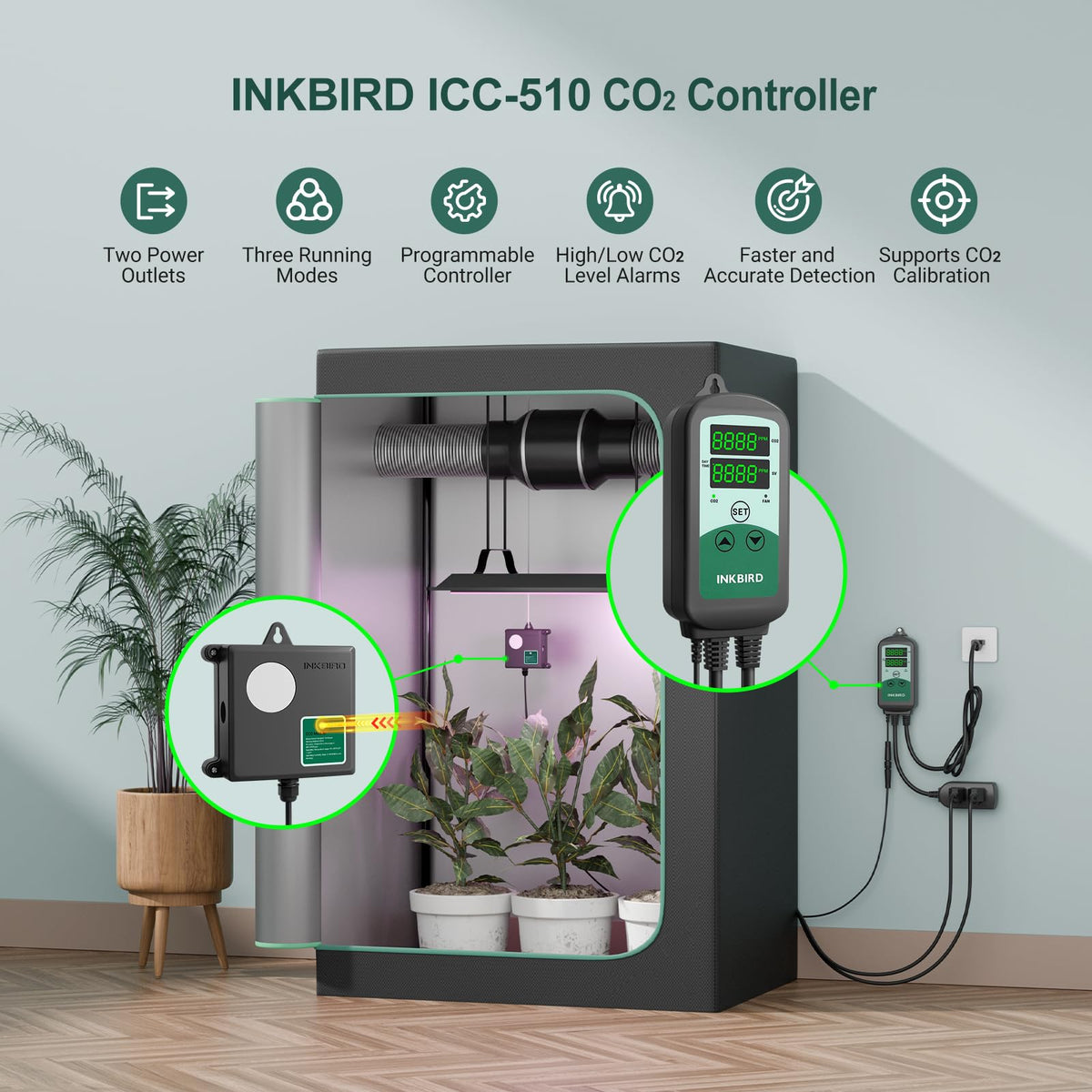 Inkbird ICC-510 intelligent light sensor adjusts CO2 output to light levels.