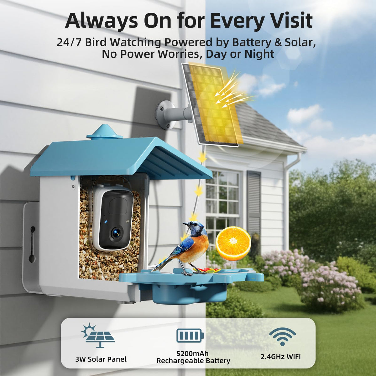 INKCKU Solar powered battery keeps filming even on cloudy days