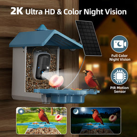 INKCKU Bird Feeder Camera wide-view 145° captures more visits at the feeder