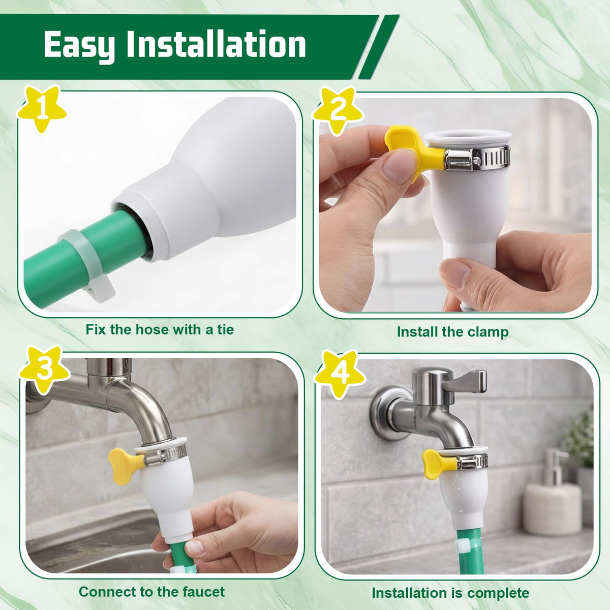Innconee adjustable faucet connector secures a stable fit on various taps
