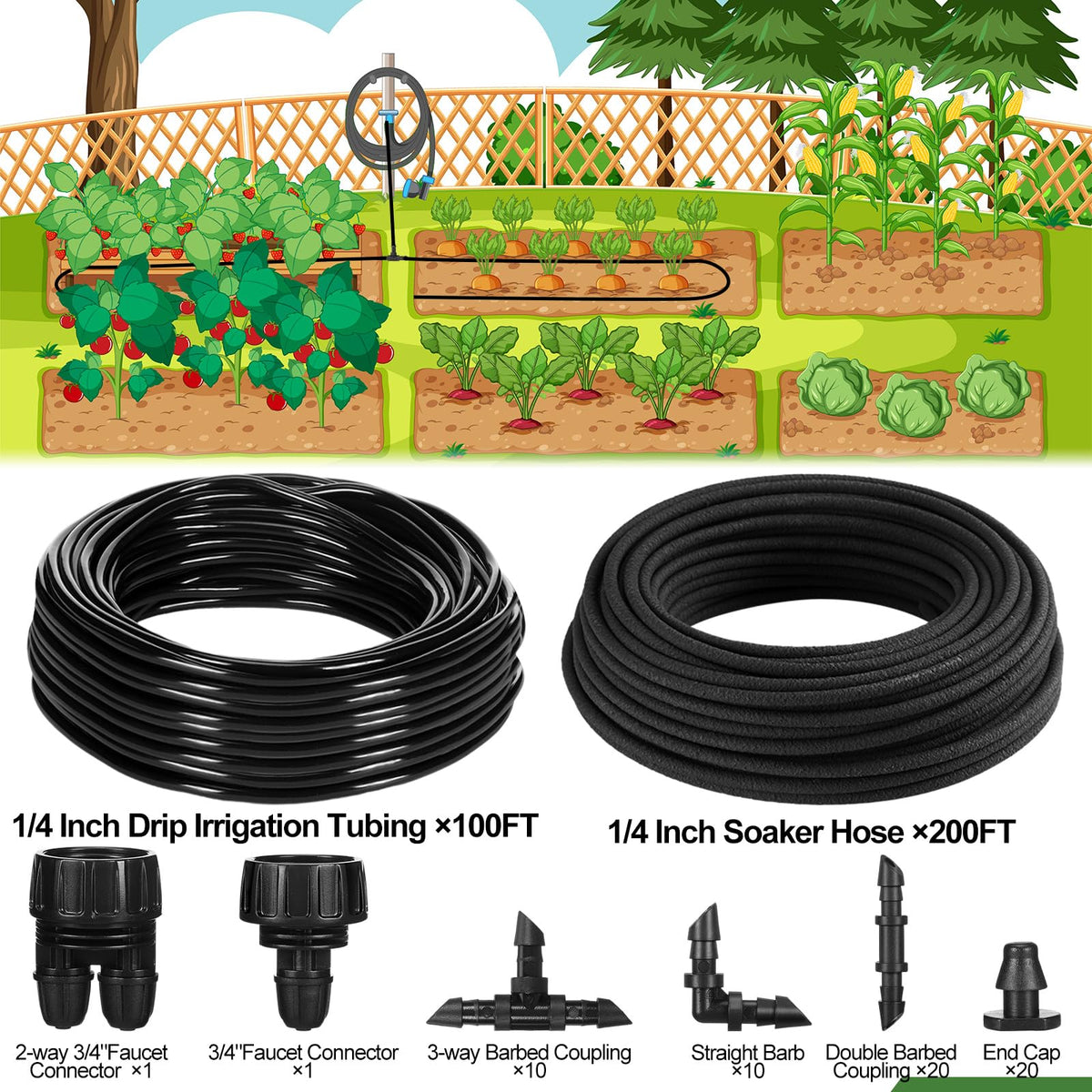 Innconee 100ft irrigation hose for flexible greenhouse layouts.