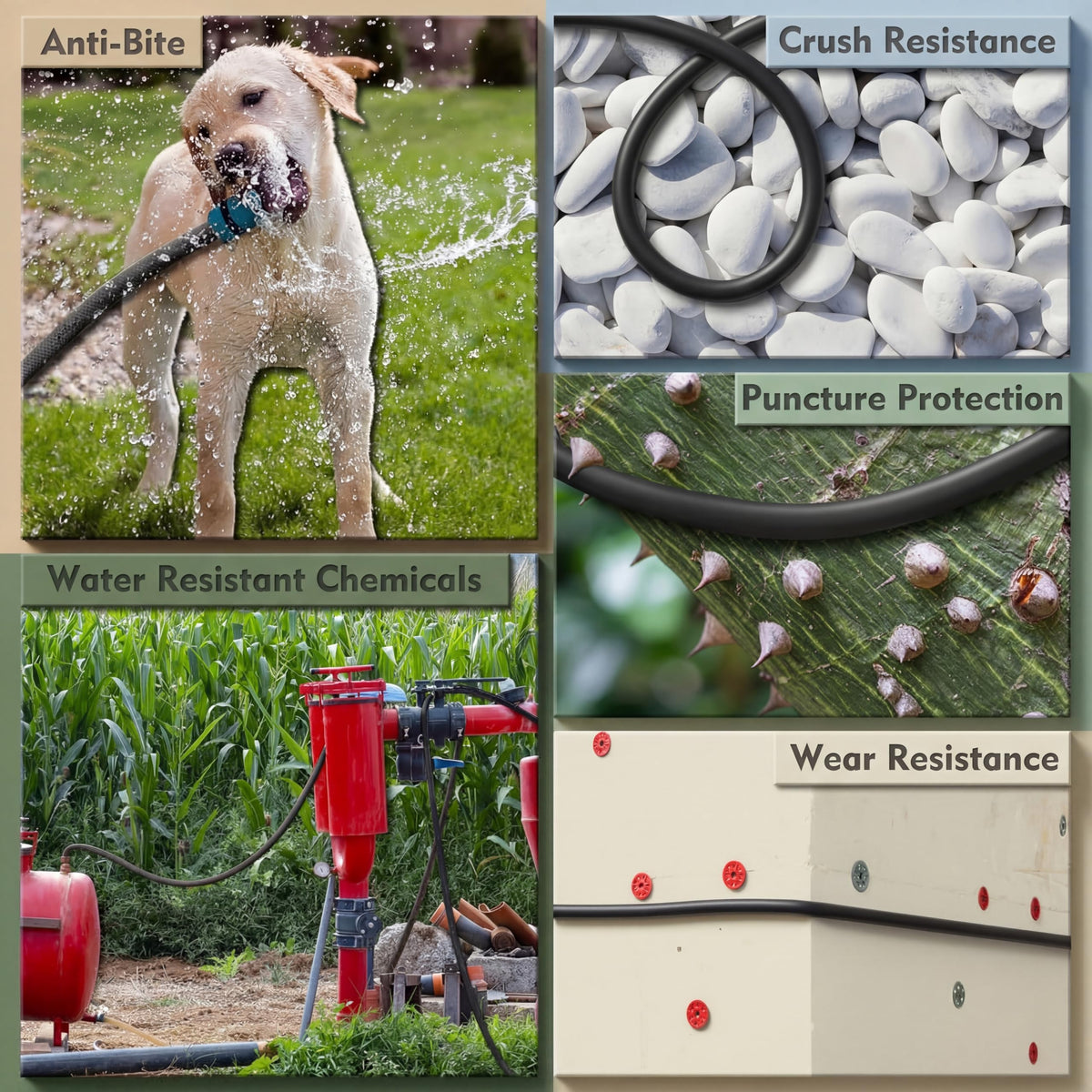 Innconee hose withstands sun and heat for outdoor tasks.