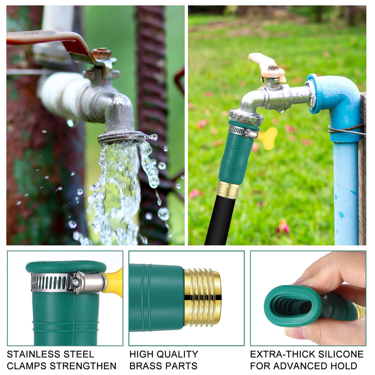 Innconee green hose adapter body adds color while simplifying setup