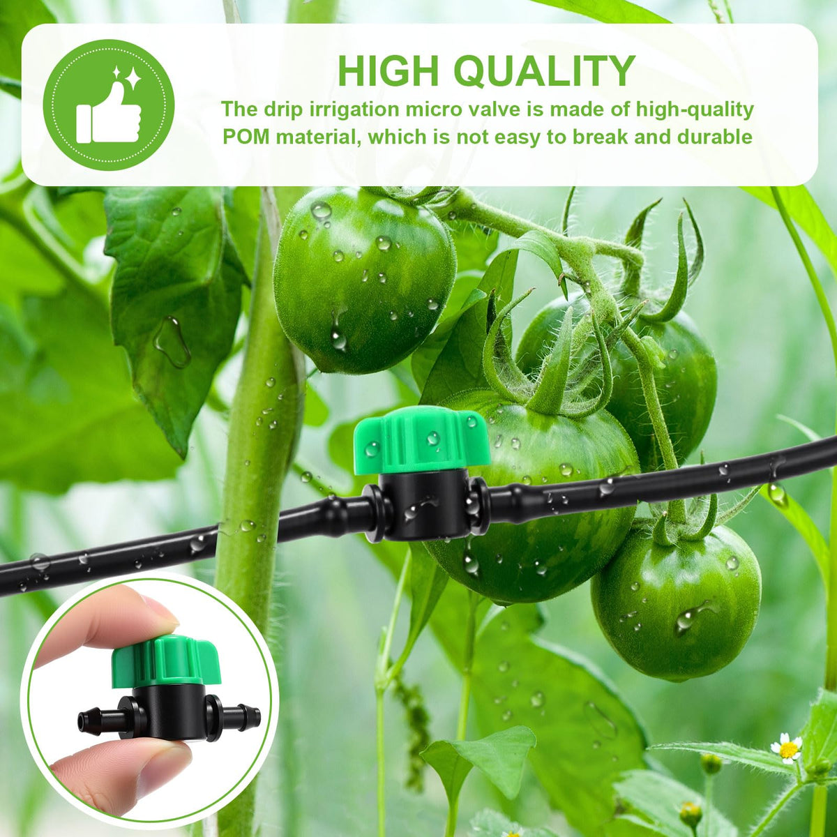 Innconee valve suited for greenhouses, beds, lawns and farmlands