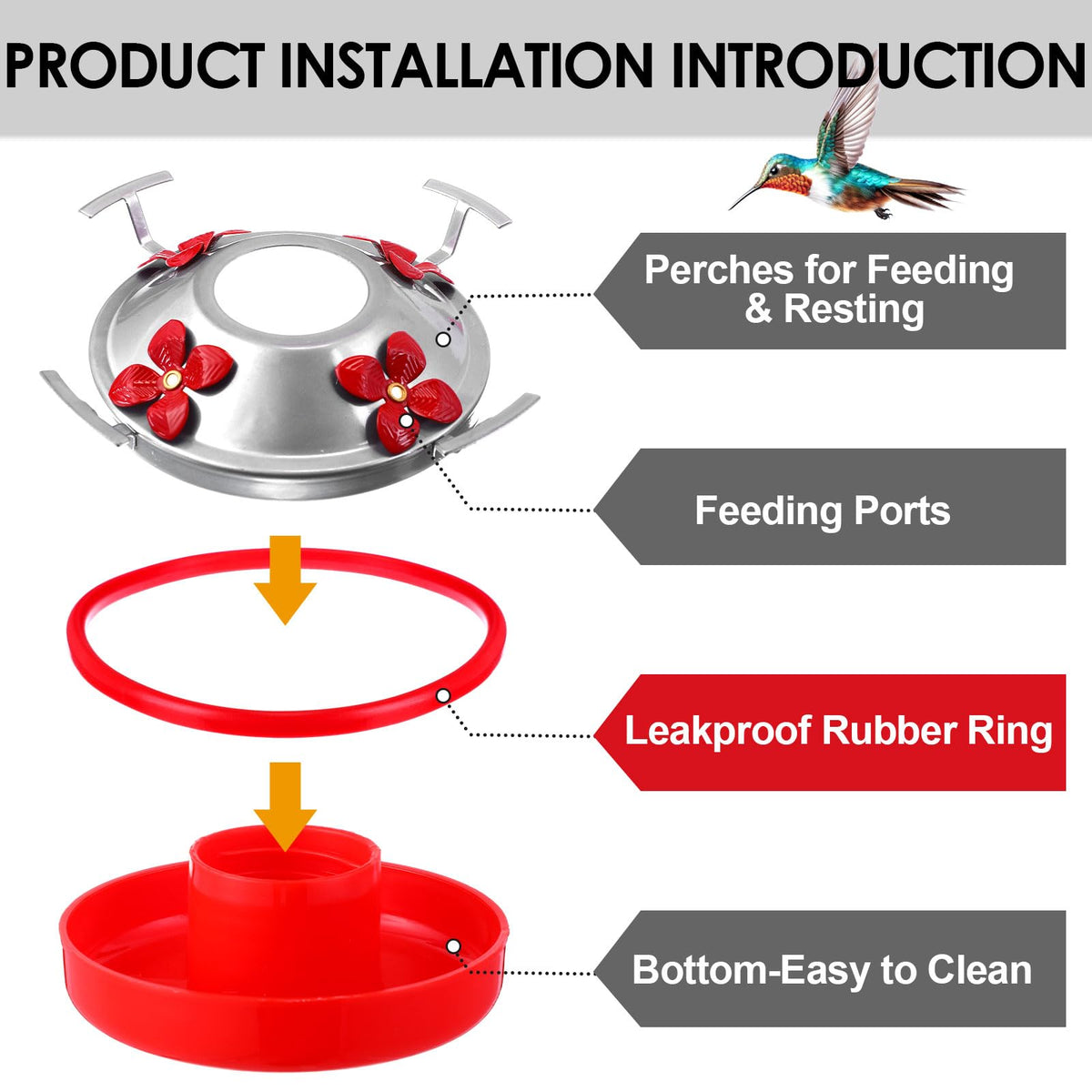 Red color seal rings add visual appeal while preventing bee intrusions.