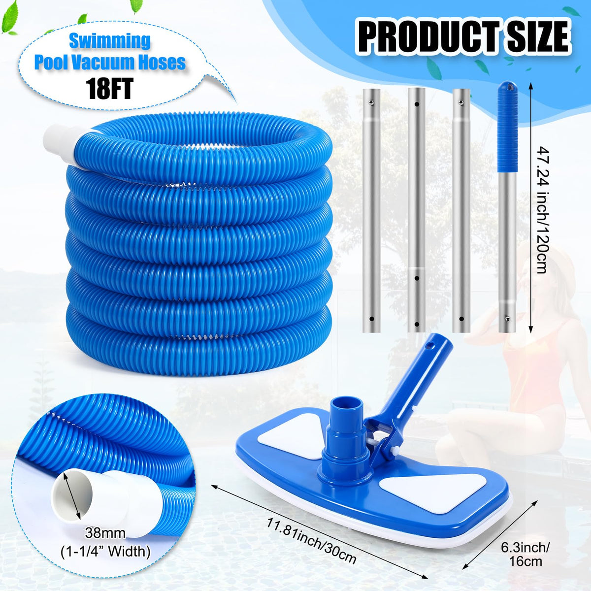 Innconee 18-foot pool hose offering flexible, kink-free water flow.