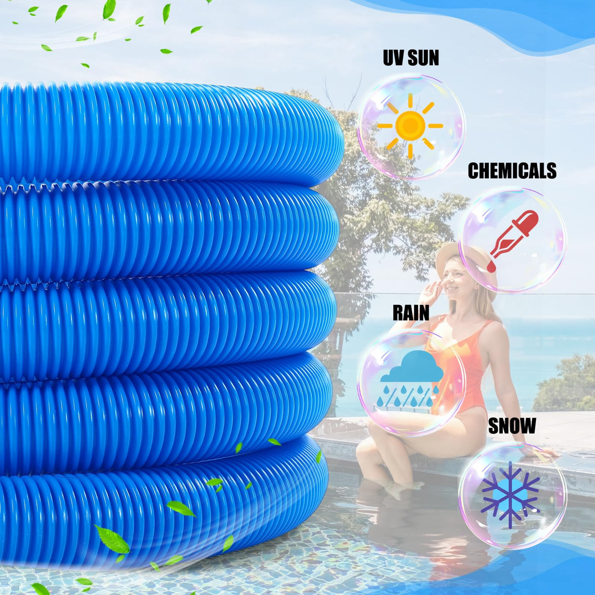 Innconee 47-inch pool pole providing extended reach for hard-to-reach areas.