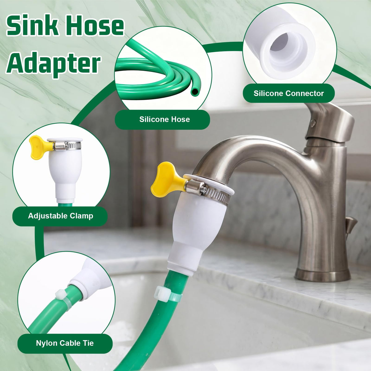 Innconee stainless-steel-clamp ensures a secure faucet connection for reliable car washing