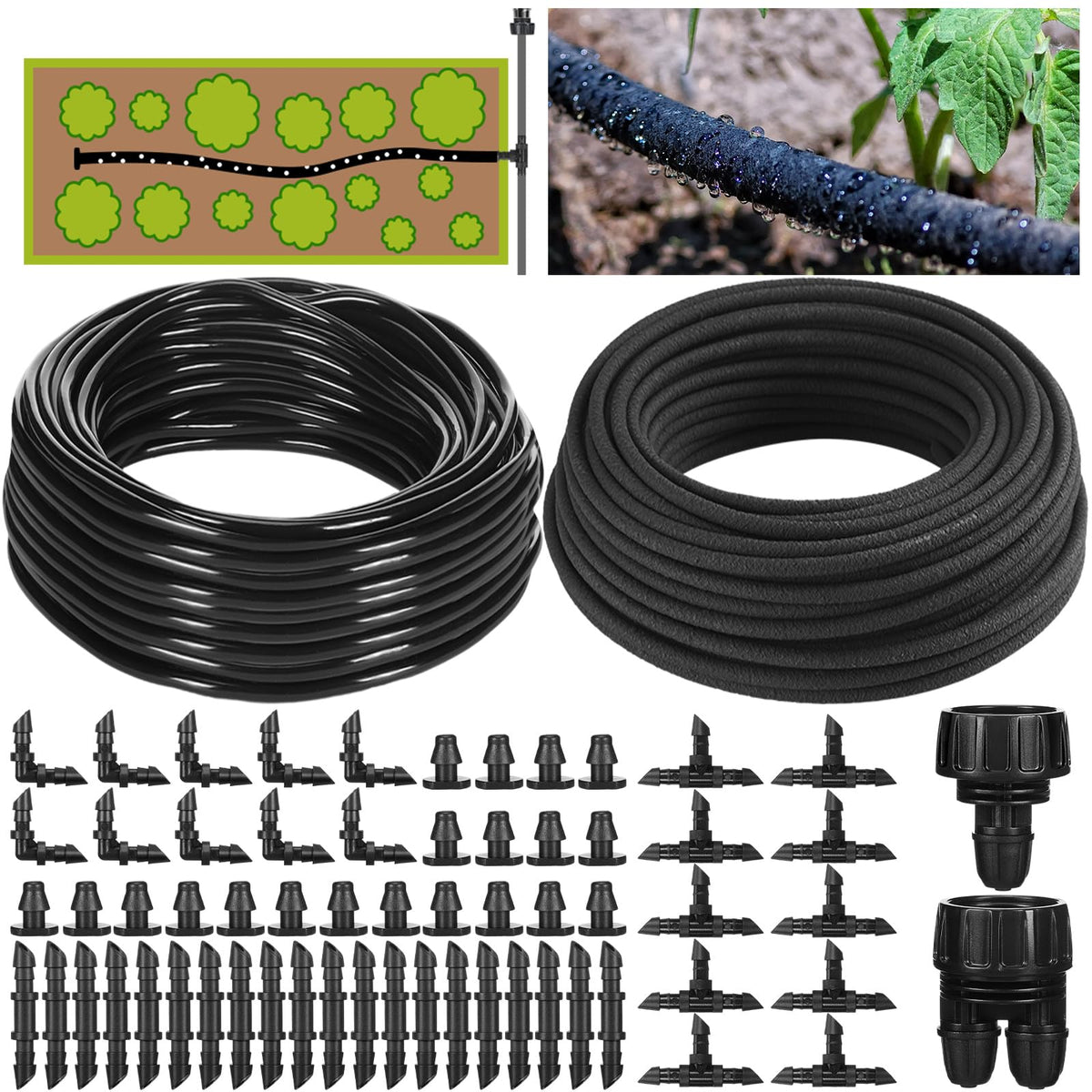 Innconee 1/4in straight tubes for customizable irrigation paths.