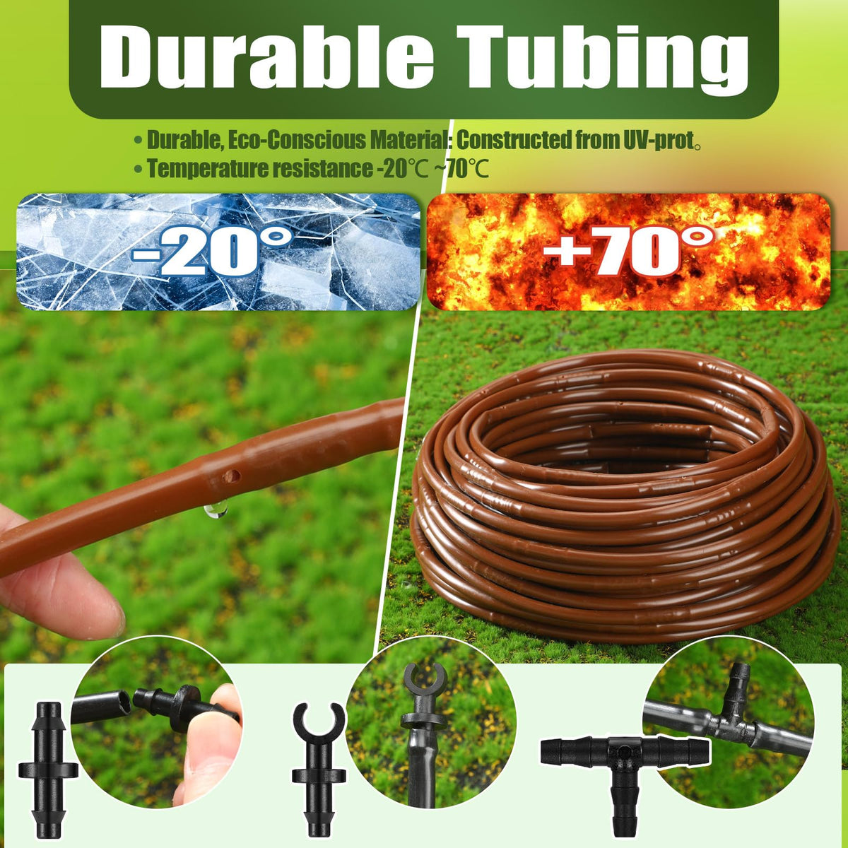 Innconee UV-resistant polyethylene irrigation line withstands sun and heat.