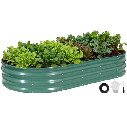 INNO STAGE galvanized raised bed, 6x3x1ft oval, organized vegetables and herbs