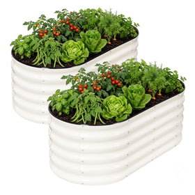 INNO STAGE galvanized raised garden bed kit in backyard, easy setup for quick gardening
