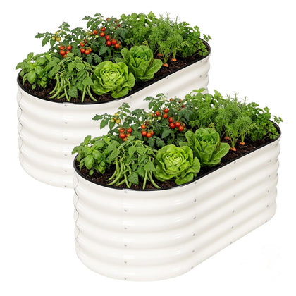 INNO STAGE galvanized raised garden bed kit in backyard, easy setup for quick gardening