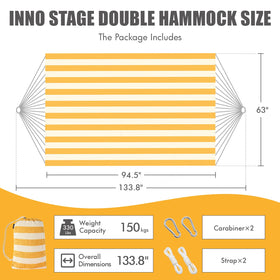 INNO STAGE two-person hammock set up outdoors on patio for relaxing
