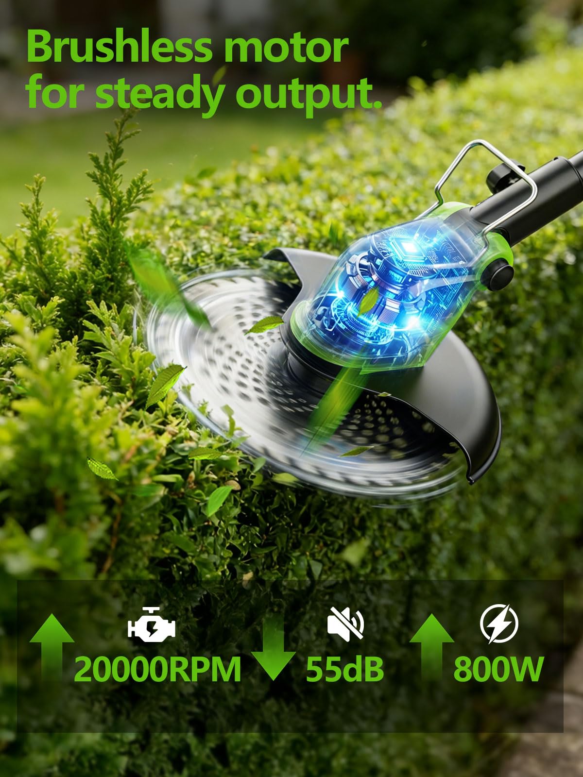 Innopower auxiliary handle improves balance during edging and trimming.