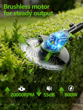 Innopower auxiliary handle improves balance during edging and trimming.