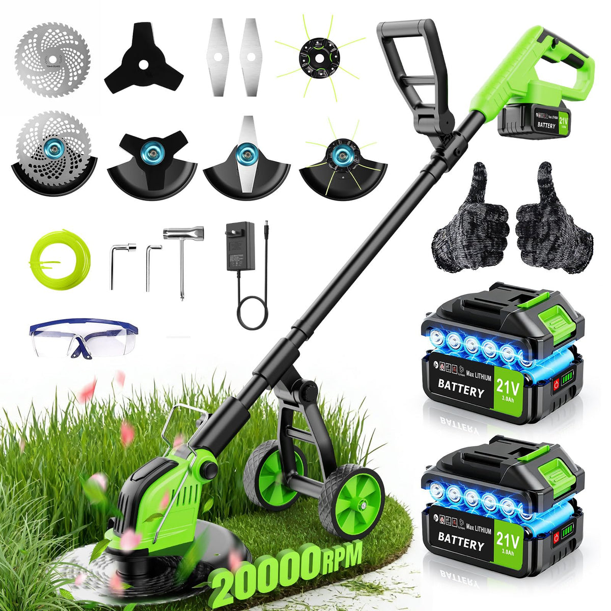 Innopower weed wacker wheel and head for stable edging along borders.