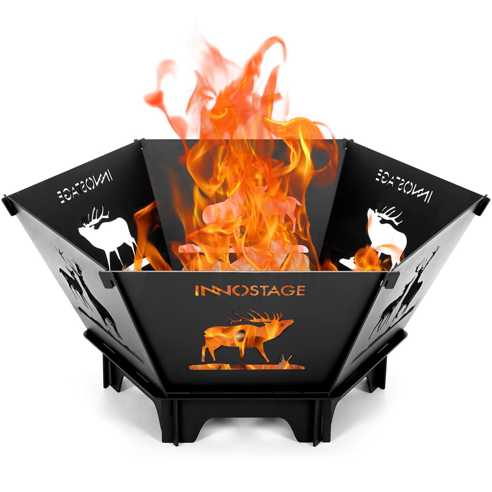 INNO STAGE fire pit assembly six-piece design for quick setup and storage.