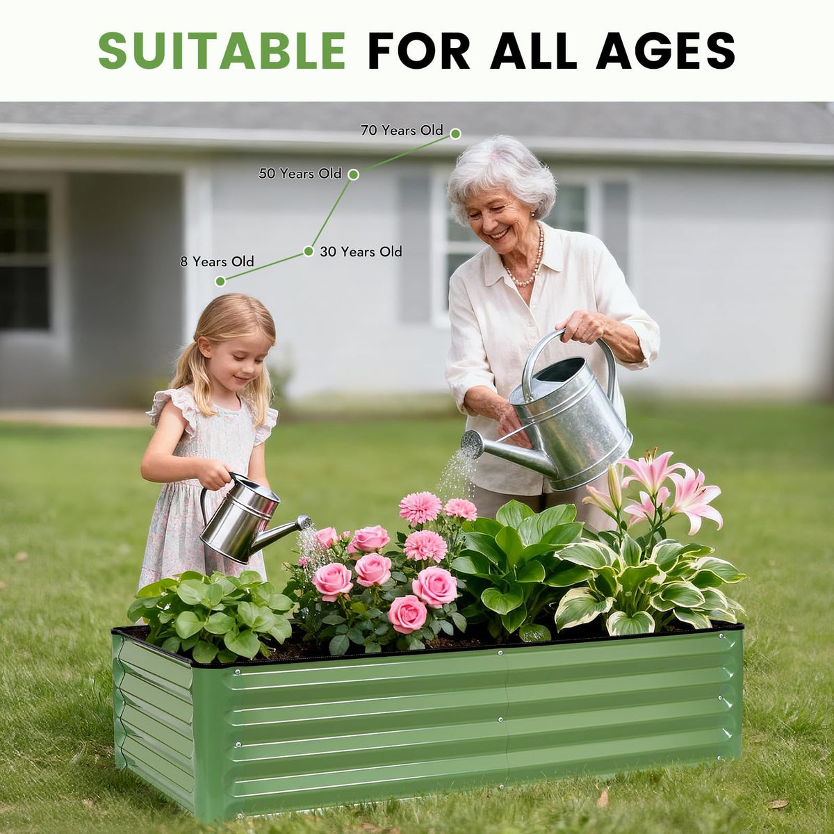 INNO STAGE garden bed with rounded edges enhances safety for families.