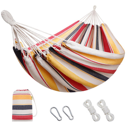 INNO STAGE HappyPicnic double hammock setup for two-person lounging in the backyard.