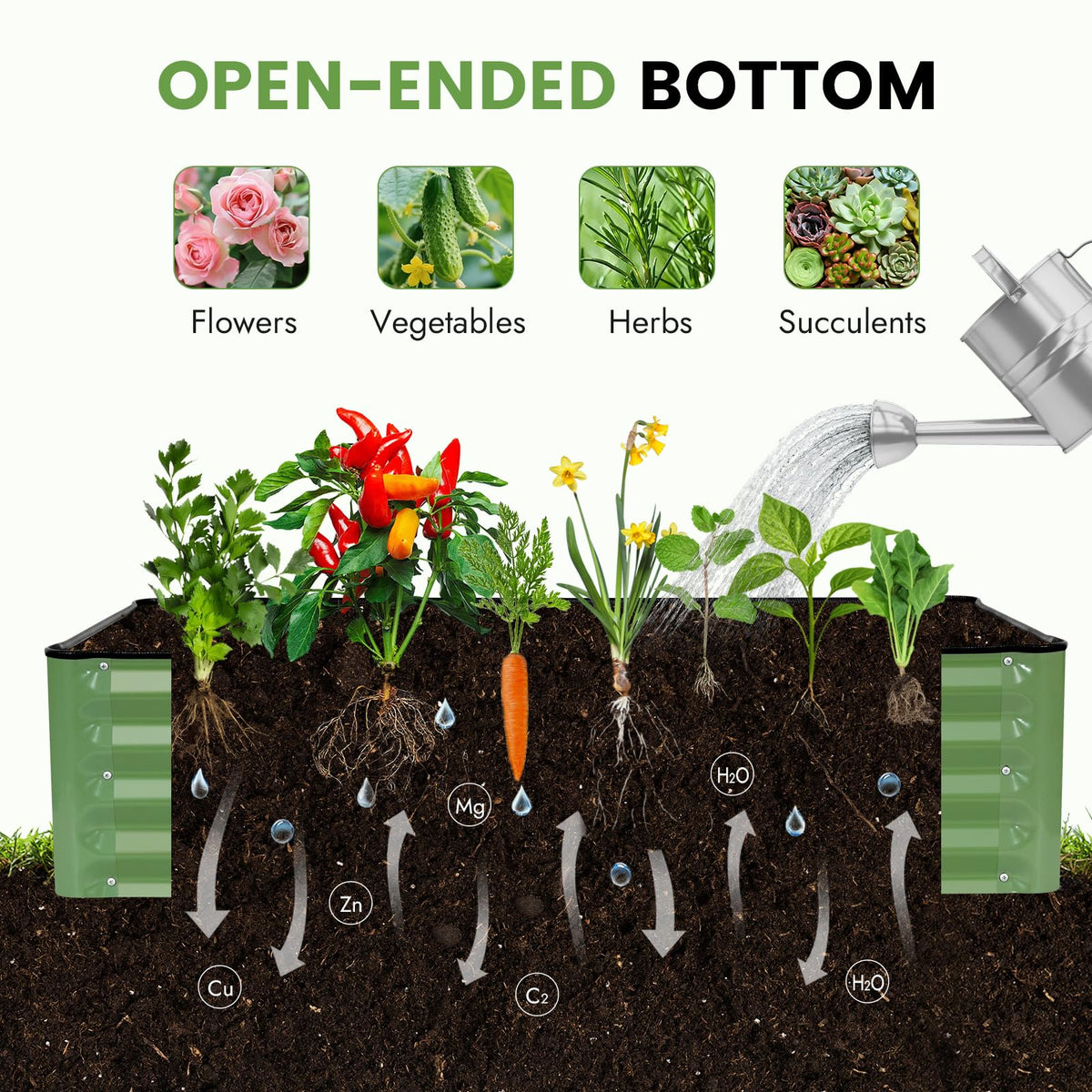 INNO STAGE olive-green patio garden bed enhances outdoor spaces.