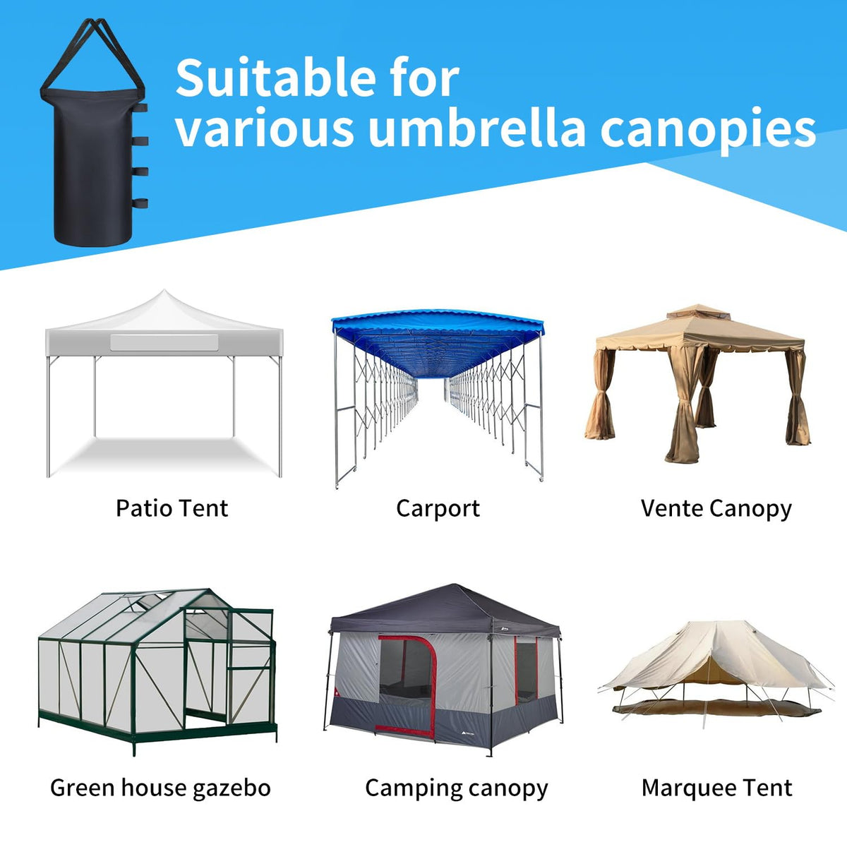 Inntop canopy weights easy-fill opening shown for quick loading