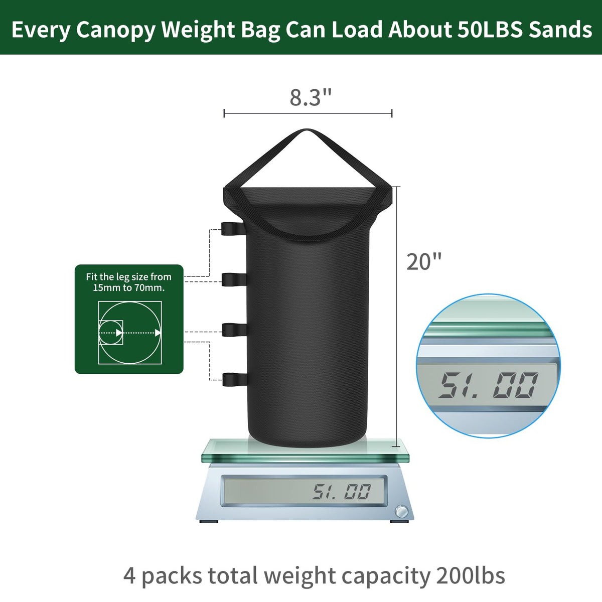 Inntop double-lifting-handles enable safer, faster handling of weight bags.