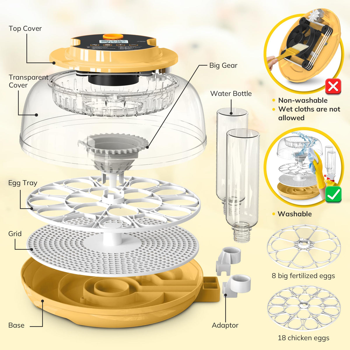 Innvello automatic egg turning with dual trays enabling even incubation.