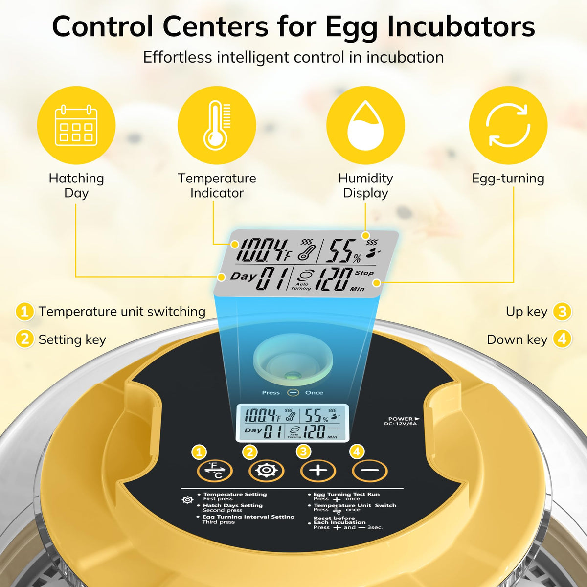 Innvello humidity control external bottles for stable moisture during hatch.