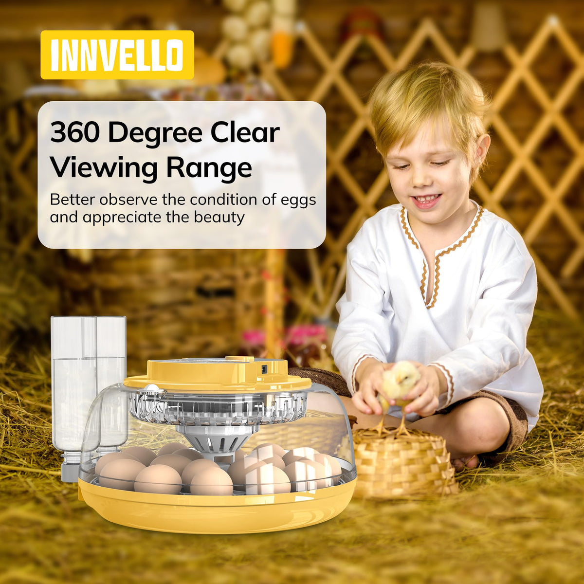 Innvello two interchangeable egg trays adapting to different egg sizes.