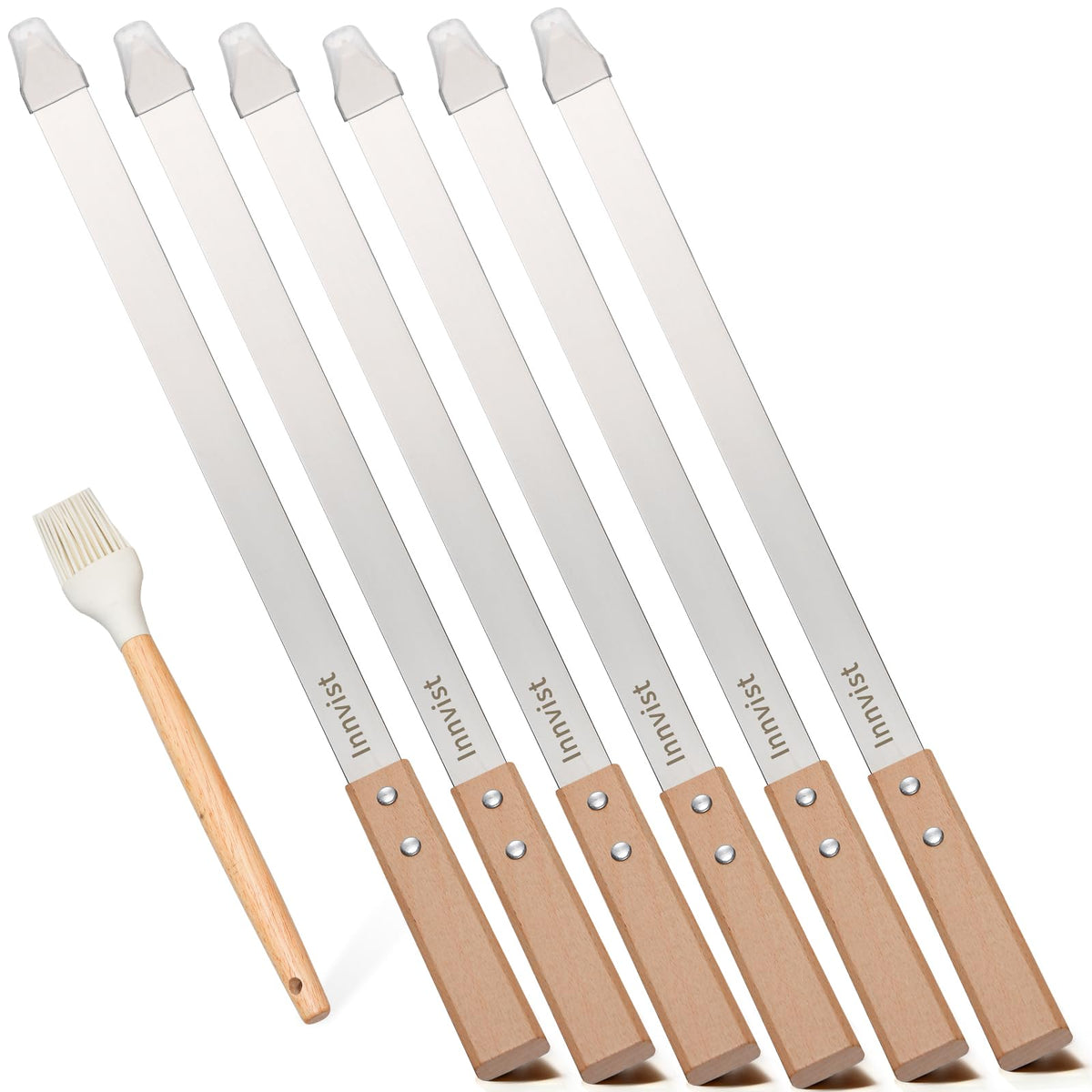 Innvist kebab skewers with flat metal design for even cooking on large grills.