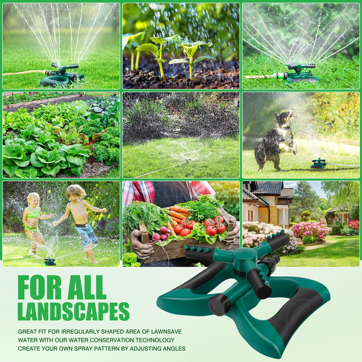 InPoTo Sprinkler Water Dispersion ensures even water distribution