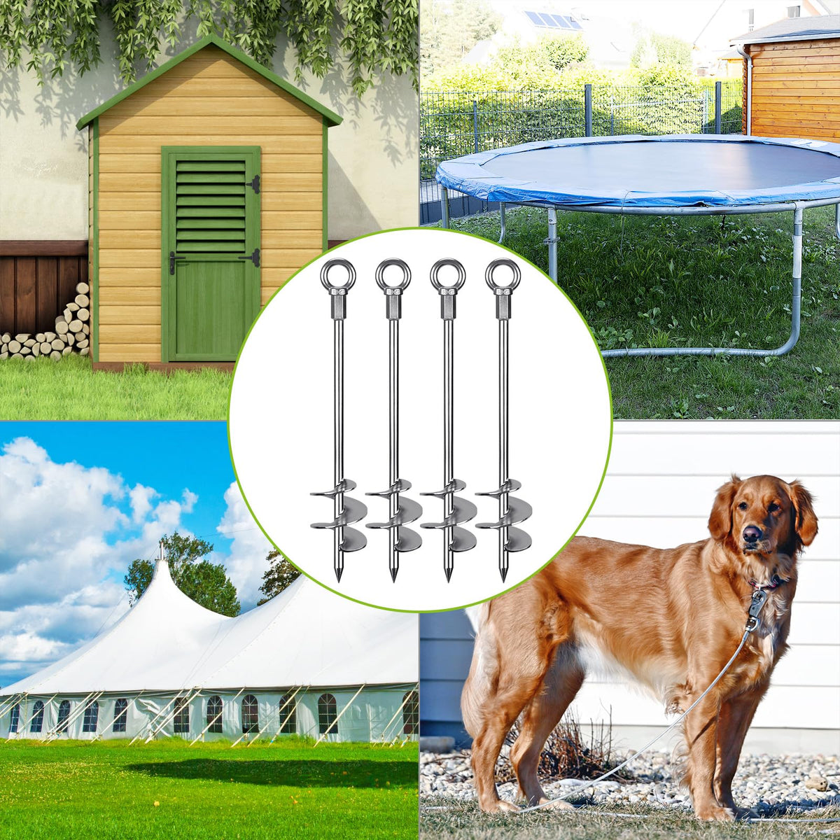 Insaga anchoring solution for tents and garden setups on varied soils.