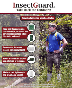 InsectGuard Tick Gaiters permethrin-treated fabric provides insect-repellent protection.