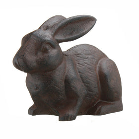 INsideOUT rust-colored rabbit garden figurine highlighting rustic charm for patios and entryways.