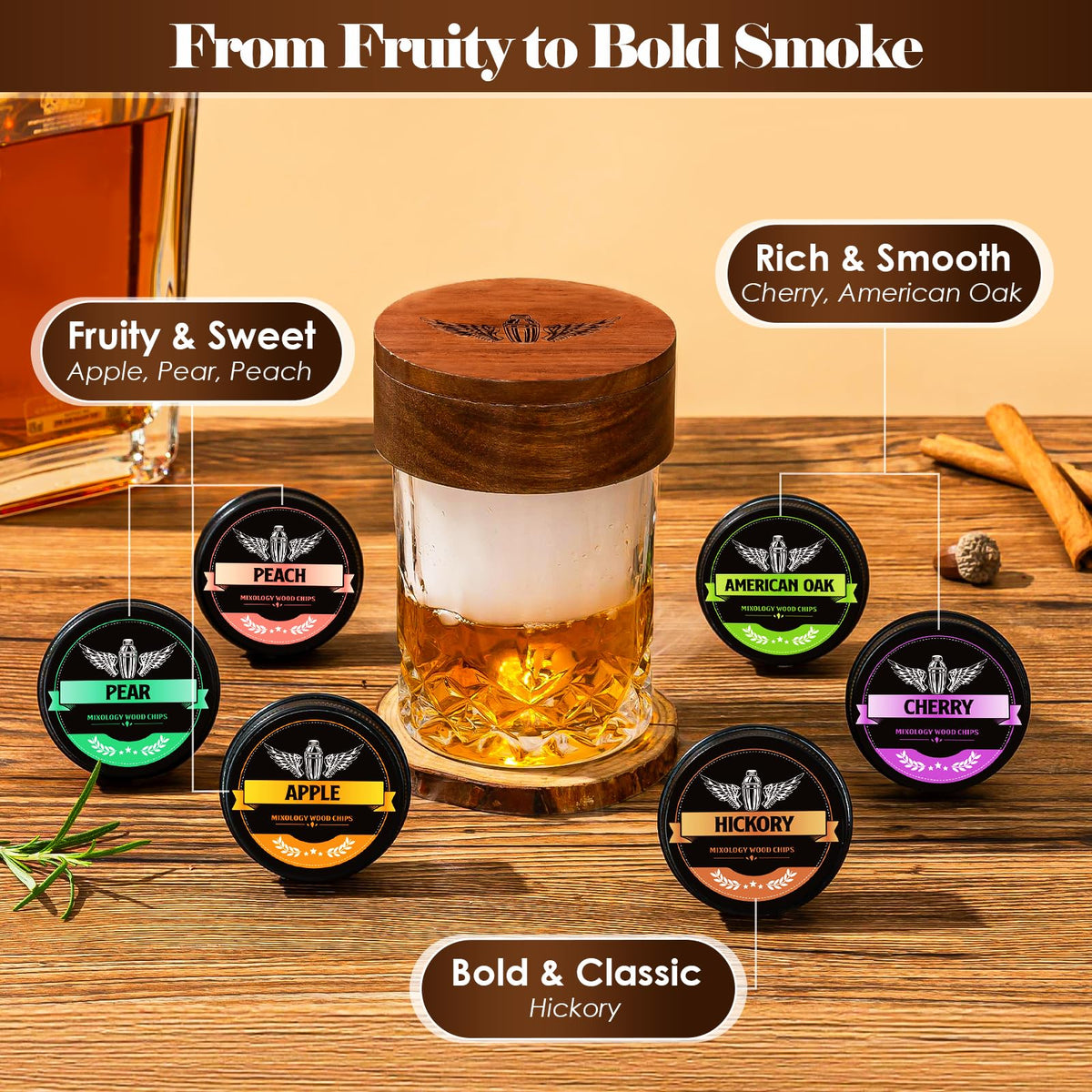 INSISART whiskey smoker chips Oak – provides a rich, warm oak note for spirits.