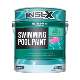 INSL-X Waterborne pool paint bottle in Aquamarine for small repairs.